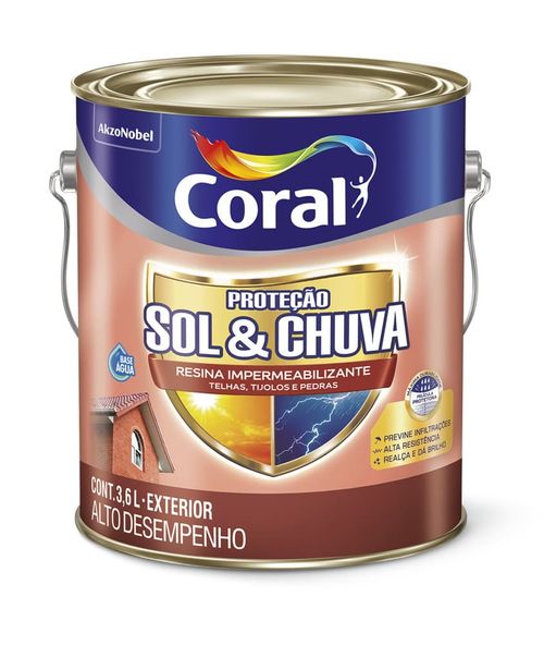 Resina Impermeabilizante Sol & Chuva Cerâmica Telha 3,6L Coral