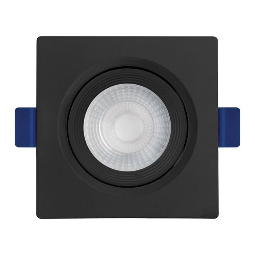 Spot de Led de Embutir Quadrado Preto Eco 5W 350 Lúmens Luz Amarela