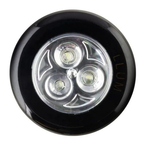 Luminária de LED Button Preta 0,3W Alimentação 3 Pilhas AAA