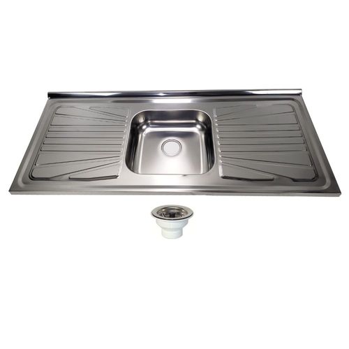 Pia para Cozinha  Aço Inox S400 c/Válvula 120x52cm com Cuba Central