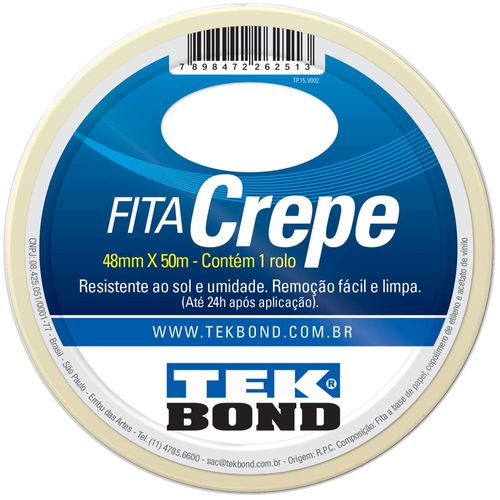 Fita Crepe Branca 48mmx50m Tekbond