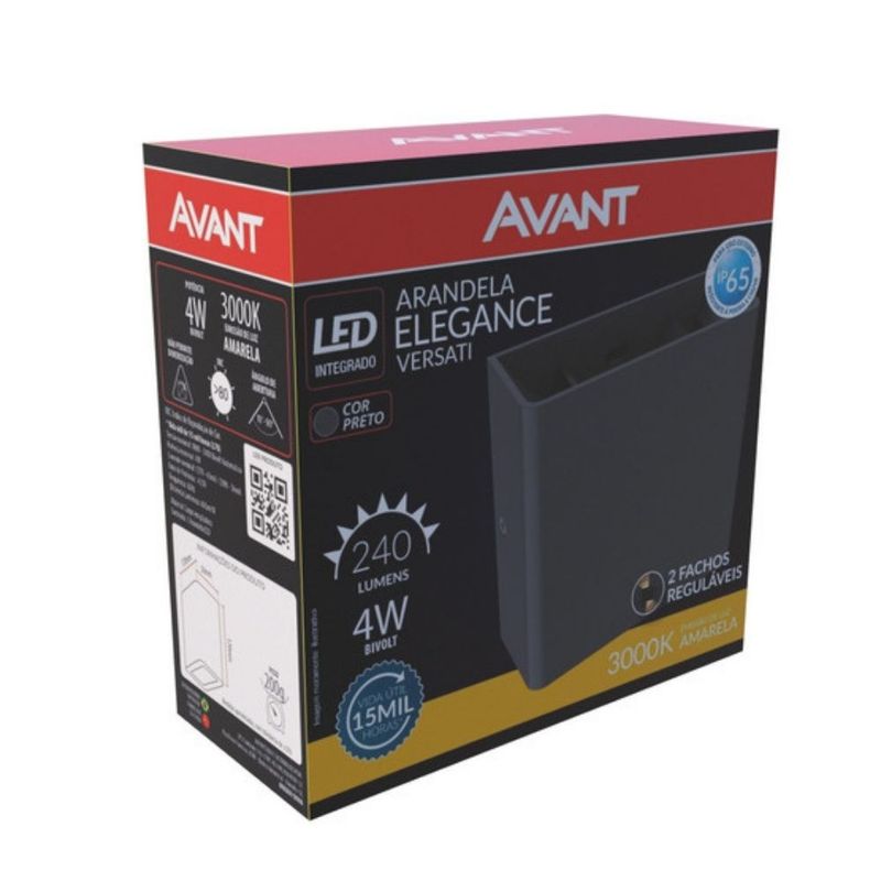 Arandela-de-LED-Elegance-Versati-Preta-4W-IP65-240-Lumens-Luz-Amarela