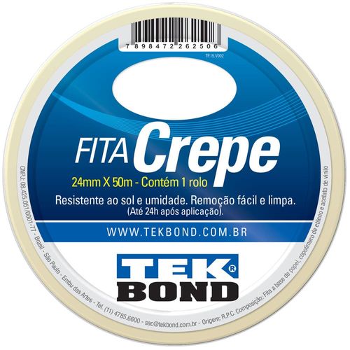 Fita Crepe Branca 24mmx50m Tekbond