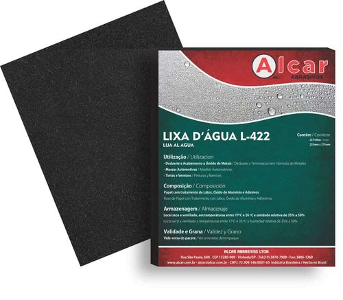 Folha de Lixa D' Água 225x275mm Grão 100 L-422 Alcar