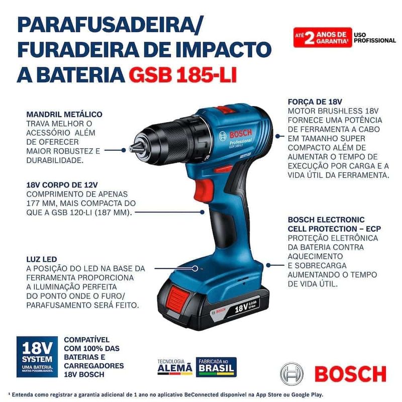 Furadeira-Parafusadeira-de-Impacto-1-2--18V-sem-Bateria-GSB185Li-Bosch