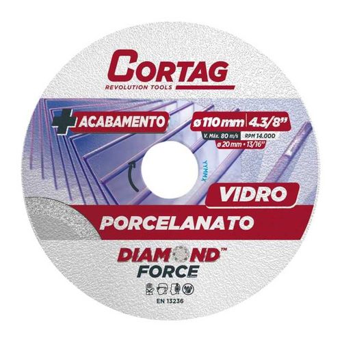 Disco Diamantado 4.3/8" 110x20mm p/ Vidro e Porcelanato Cortag