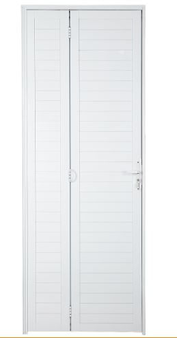 Porta Camarão Alumínio Branco Lambril com Fechadura Direito 210x80cm