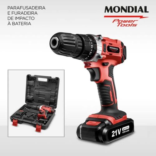 Furadeira Parafusadeira de Impacto 3/8" 21V 1 Bat PF-09M Mondial