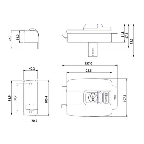 Fechadura-Eletrica-Dupla-com-Botao-Abertura-para-Dentro-C90-12V-Cinza