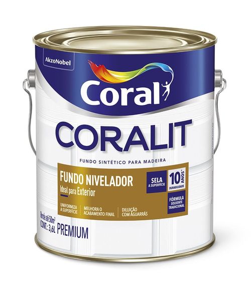 Fundo Sintético Nivelador para Madeira Branco 3,6L Coral