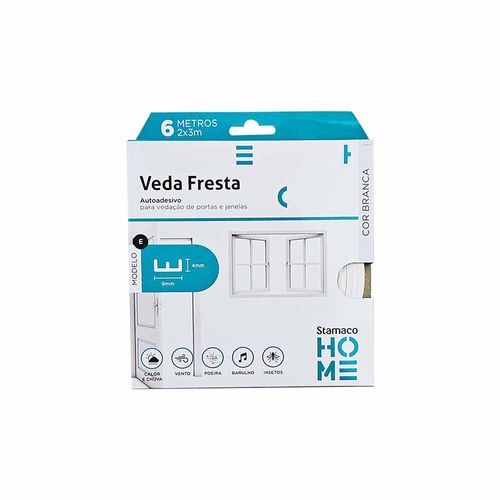 Veda Fresta Auto Adesivo Modelo "E" 2x3mm x 6m Branco