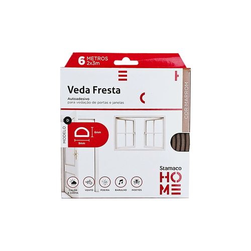 Veda Fresta Auto Adesivo Modelo "D" 2x3mm x 6m Marrom