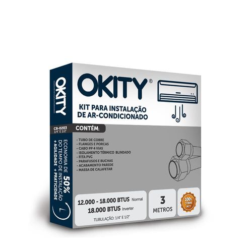 Kit Instalação Ar Condicionado sem Suporte 3 Metros 12000 a 18000 BTUs