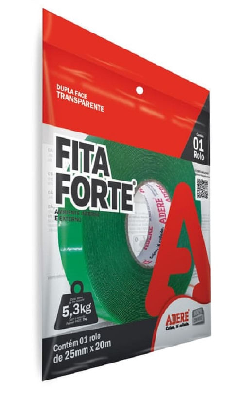 Fita Dupla Face Massa Acrílica Transparente XT100 25mm x 20m Adere