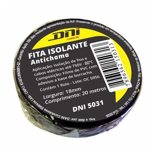 Fita Isolante PVC Preta Dni 20 Metros