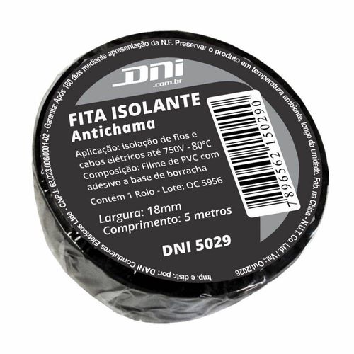 Fita Isolante PVC Preta Dni 5 Metros