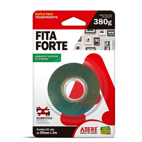 Fita Dupla Face Massa Acrílica Transparente XT100 9mm x 2m Adere