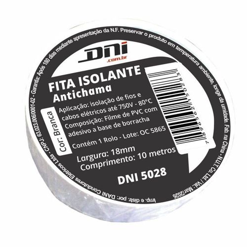 Fita Isolante Branca Dni 10 Metros