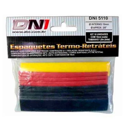 Espaguete Termo-Retrátil 10mm Dni 10 Peças