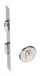 Fechadura-Externa-Roseta-Redonda-Trinco-Rolete-465-55mm-Inox-Escovado