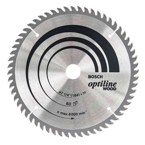 Disco de Serra Circular 7.1/4" 184x20mm com 60 Dentes Optiline Bosch