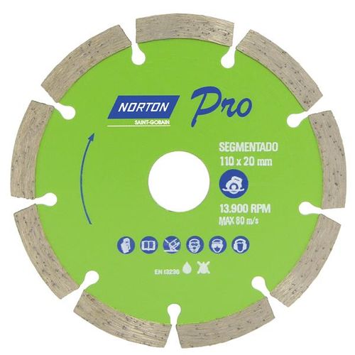 Disco Diamantado Pro Segmentado 4.3/8" 110x20mm Norton