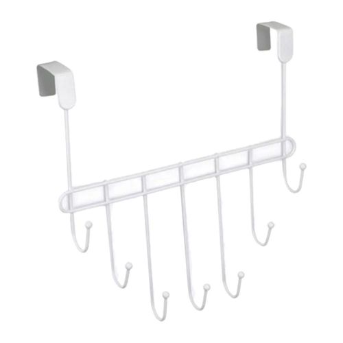 Porta Toalha de Banho com 7 Cabides para Porta Branco