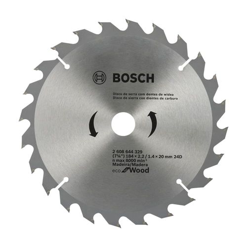 Disco de Serra Circular 7.1/4" 184x20mm com 24 Dentes Eco Bosch