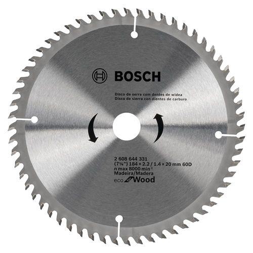 Disco de Serra Circular 7.1/4" 184x20mm com 60 Dentes Eco Bosch