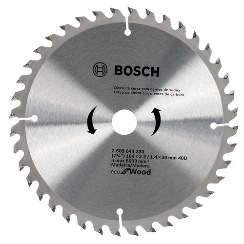 Disco de Serra Circular 7.1/4" 184x20mm com 40 Dentes Eco Bosch