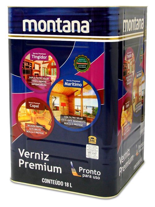 Verniz Premium Sintético Brilhante Tingidor Mogno 18L Montana