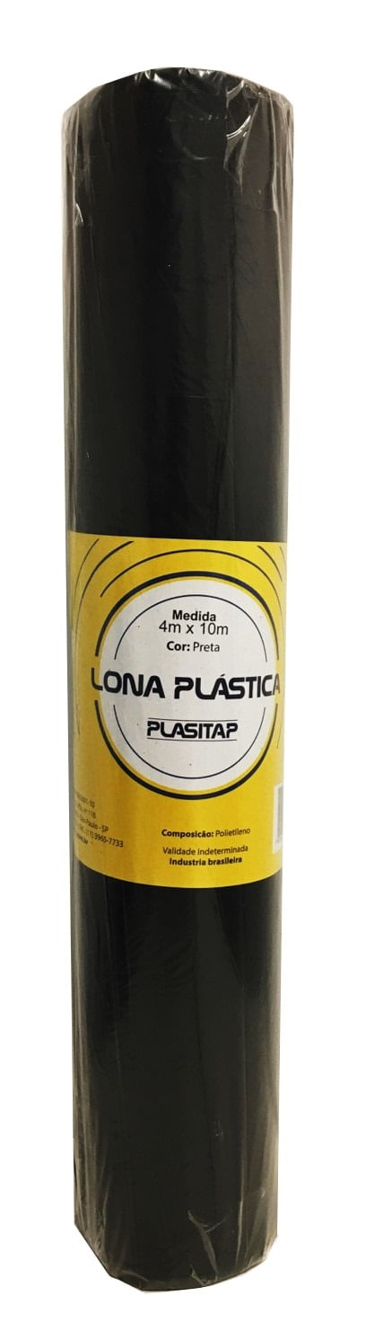 Lona Plástica Preto 4x10m Plasitap