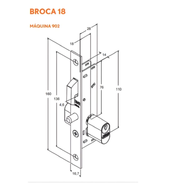 Fechadura-Externa-Roseta-Quadrada-Bico-de-Papagaio-902-18mm-Aco-Inox