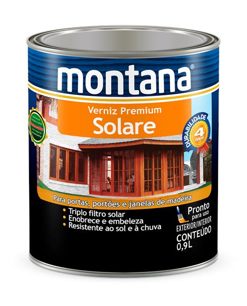 Verniz Premium Sintético Brilhante Solare Mogno 0,9L Montana