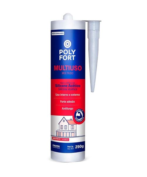 Silicone Acético Polyfort Multiuso Branco 250g Pulvitec