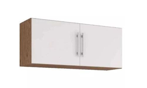 Armário Aéreo para Cozinha Flex 114x40x32cm MDF Amêndoa/Off White