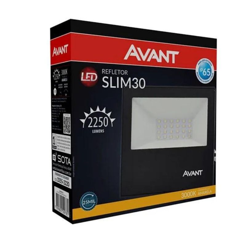 Refletor-de-LED-Slim-30W-IP65-2250-Lumens-Luz-Amarela