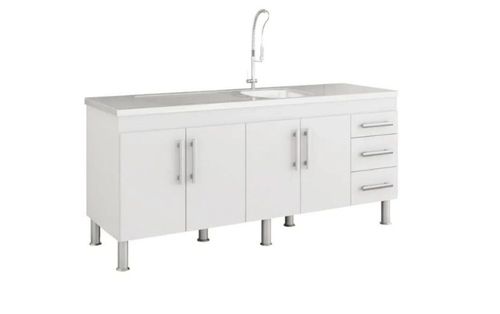 Gabinete para Cozinha Flex 174x80x52cm MDF Branco