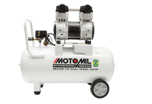 Compressor Odontológico Isento Óleo CMO 50L 8 pés 120LBS 2HP 220V Mono