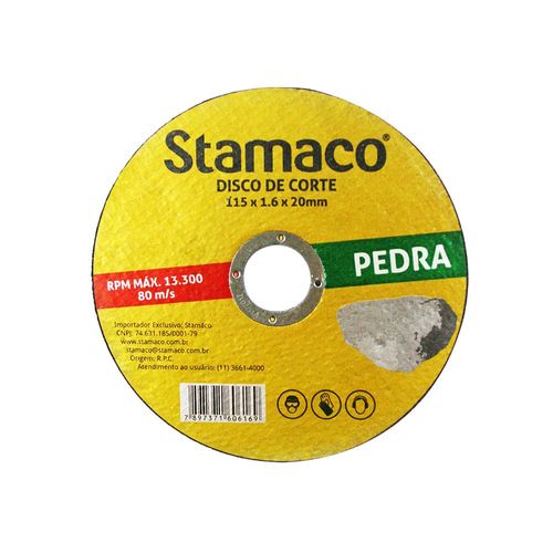 Disco de Corte 4.1/2" 115x1,0x20mm Pedra p/ Serra Mármore Stamaco