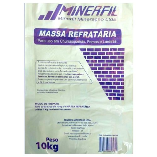 Massa Refratária Seca Cinza 10Kg Minerfil