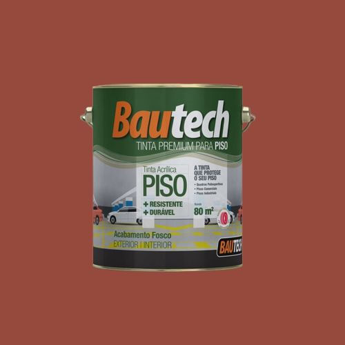 Tinta Premium Acrílica Fosco Piso Vermelho 3,6L Bautech