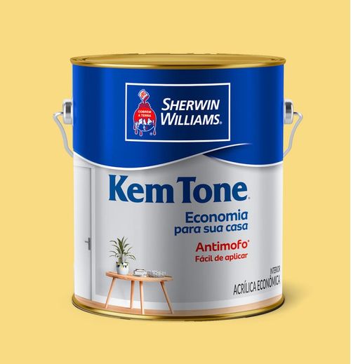 Tinta Econômica Acrílica Fosco Kemtone Amarelo Canário 3,6L