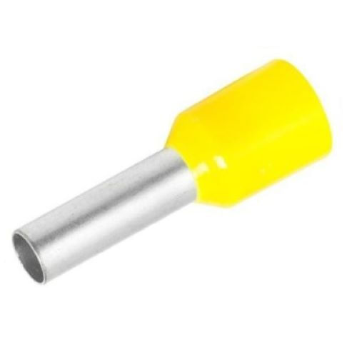 Terminal Isolado Tubular Simples 6mm² Amarelo Eletrokit 20 Peças