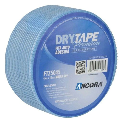 Fita Telada Fibra de Vidro para Drywall Premium Azul 48mm 45m Âncora