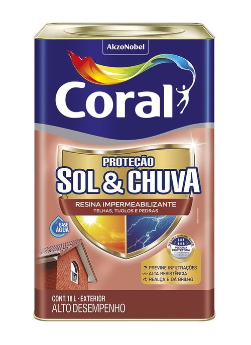 Resina Impermeabilizante Sol & Chuva Cerâmica Telha 18L Coral