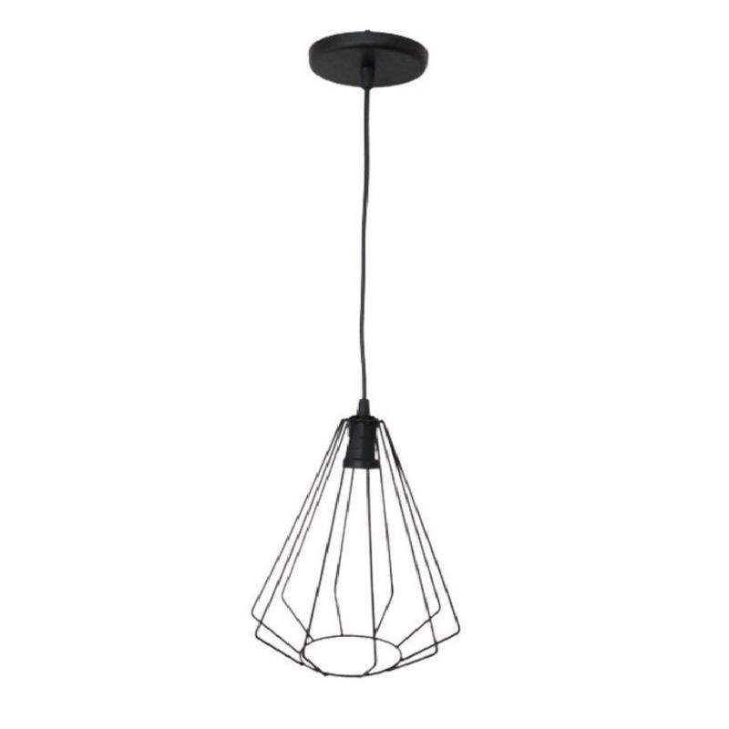 Pendente-Aramado-Cone-em-Metal-Preto-para-1-Lampada-E27