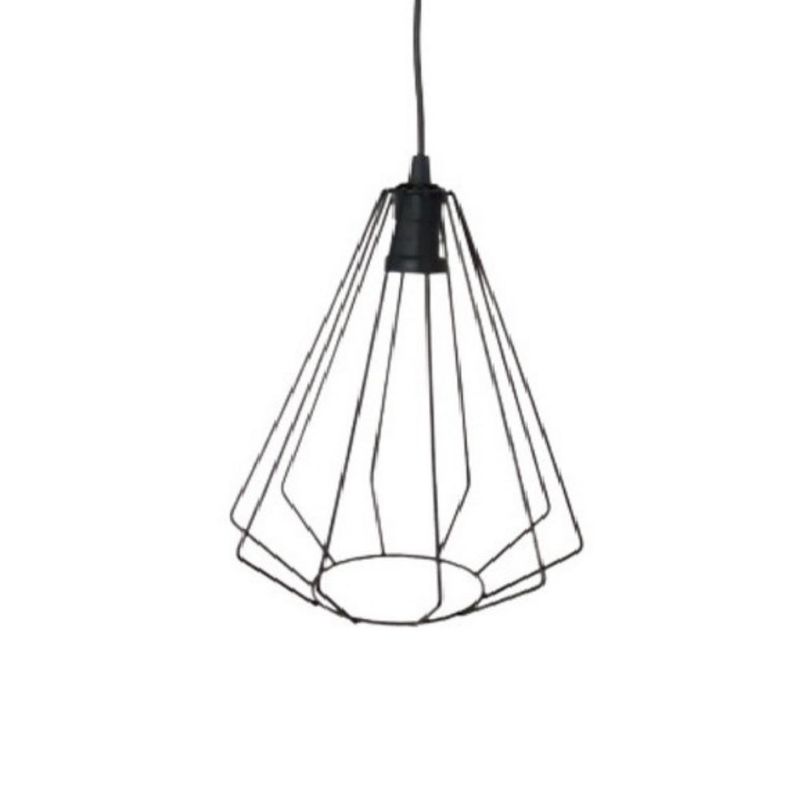 Pendente-Aramado-Cone-em-Metal-Preto-para-1-Lampada-E27