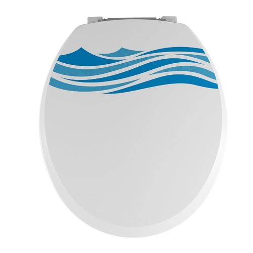 Assento Sanitário Almofadado PP Oval Decorado Onda Branco