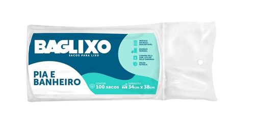 Saco de Lixo Pia e Banheiro Branco com 100 un Baglixo